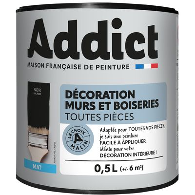 Peinture décoration Murs et Boiseries MAT 0.5 L noir - ADDICT