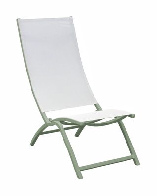 Fauteuil de jardin summer 2  lounge en aluminium amande et toile blanche ALIZE Livraison gratuite à domicile