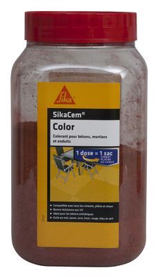 Colorant en poudre SikaCem rouge pour béton-mortier-chaux 800 gr - SIKA