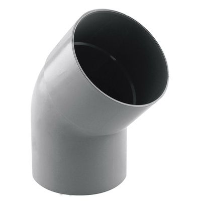 Coude PVC Mâle Femelle 45 ° diamètre 80 mm gris INTERPLAST