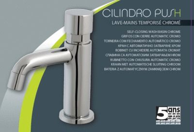 Mitigeur de lave-mains temporisé Cilindro push chromé ESSEBAGNO