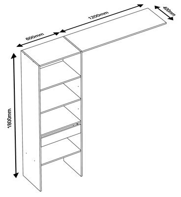 Kit de dressing EMA PLUS blanc 180 x 180 x 60 cm + 1 tiroir OFITRES