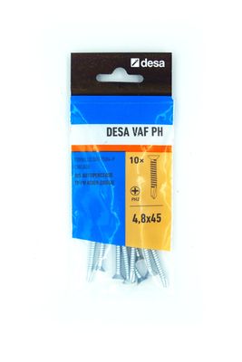 Vis autoforeuses tête fraisée PH 4.8 x 45 mm par 10 DESA