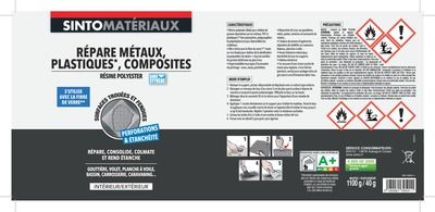 Résine de réparation pour métaux, plastiques et composites 1,1 kg SINTO MATERIAUX