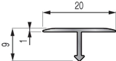 Profilé de transition 20mm aluminium anodisé 2,5m DINAC