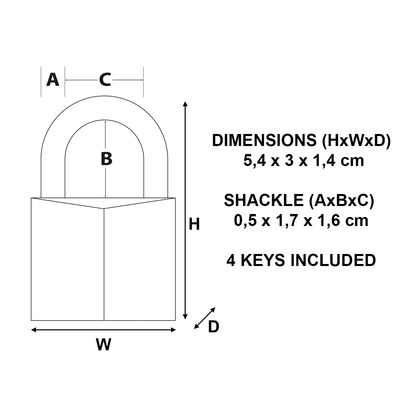 Cadenas à clés largeur 30 mm en laiton MASTER LOCK