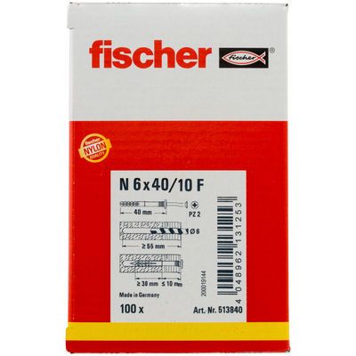 Chevilles à frapper N-F 6 x 40 par 100 FISCHER