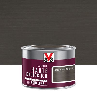 Lasure bois Haute Protection intérieure extérieure couleur gris anthracite 125 ml V33
