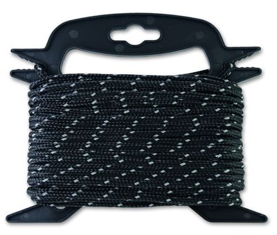 Corde polypropylène réfléchissante résistance 35 kg diàmètre 4.8 mm longueur 15 m noir REFLECT CORD