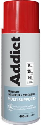 Peinture aérosol multi supports rouge brillant éco 400 ml ADDICT