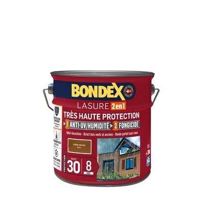 Lasure très haute protection 8 ans chêne moyen 2,5 l BONDEX