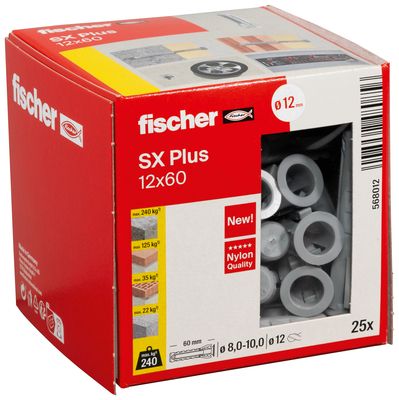 Chevilles SX PLUS diamètre 12 longueur 60 mm par 25 FISCHER