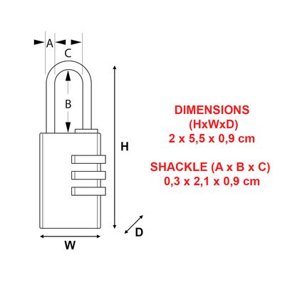 Cadenas à combinaison largeur 20 mm en aluminium MASTER LOCK