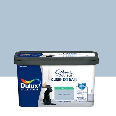 Peinture Crème de Couleur Cuisine et Bain Satin Bleu Horizon 2 L