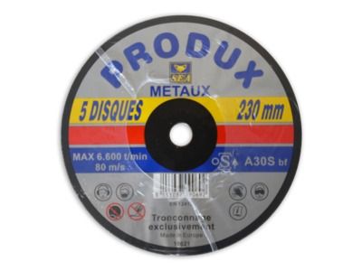 Disques à tronçonner métaux diamètre 230 mm par 5 Eco