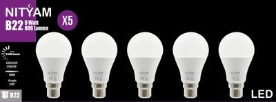 Ampoules LED standard B22 60 W 806 lumens blanc chaud par 5 Eco NITYAM