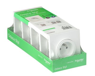 5 prises 2 pôles + terre complètes blanc - Odace SCHNEIDER ELECTRIC