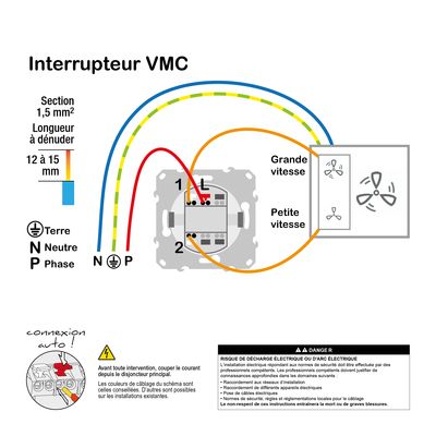 Interrupteur VMC 2 vitesses aluminium - Odace SCHNEIDER ELECTRIC