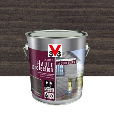 Lasure bois Haute Protection intérieure extérieure couleur cèdre argenté 2,5 l V33