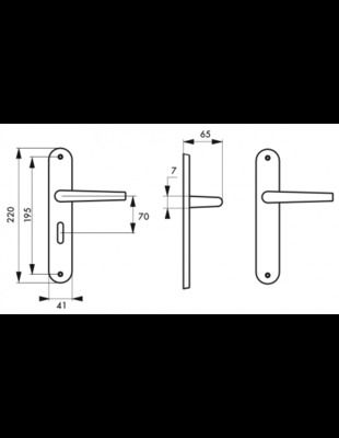 Ensemble poignée de porte Maia aluminium argent 195 mm à condamnation