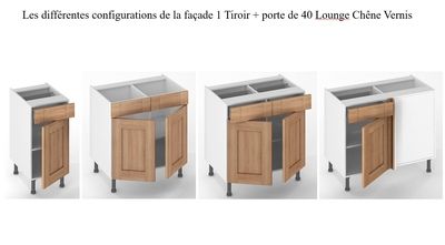 Porte et façade tiroir pour meuble bas de cuisine Lounge chêne verni 70 x 40 cm OFITRES