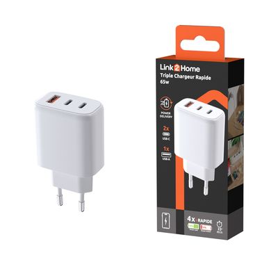 Câble de charge rapide USB A et 2 USB C pour ordinateur - LINK2HOME