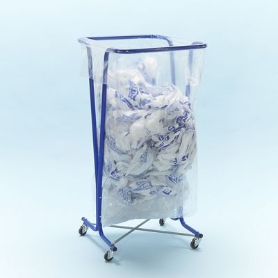 Support sac poubelle 400  litres avec roulettes époxy bleu MOTTEZ