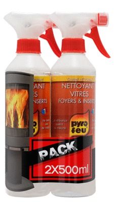 Nettoyants pour vitres foyers et inserts 500 ml par 2 PYROFEU