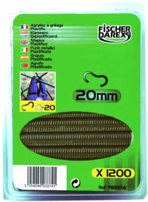 Agrafes à grillage plastifiées vert en 20 mm par 1200 FISCHER DAREX