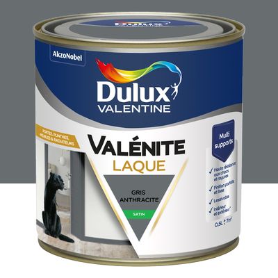 Peinture Boiseries Laque Acrylique Valénite Gris Anthracite Satin 0,5 L - DULUX VALENTINE