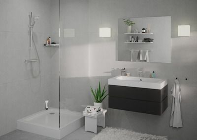 Ensemble douche 2 jets 100 mm avec mitigeur thermostatique Vernis Blend chromé HANSGROHE