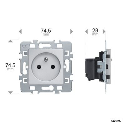 Prise 2 pôles + terre finition Silver - Casual DEBFLEX