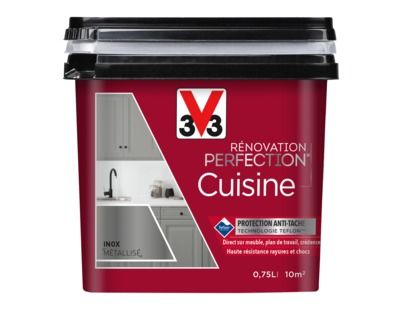 Peinture de rénovation cuisine finition satinée inox 750 ml V33