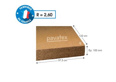 Fibre de bois Pavaflex Confort épaisseur 10cm  122 x 57.5 cm SOPREMA