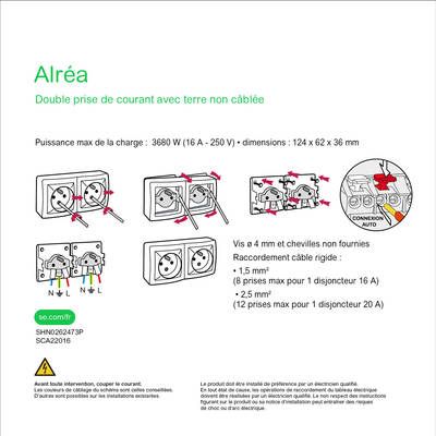 Double prise 2 pôles + terre blanc - Alréa SCHNEIDER ELECTRIC