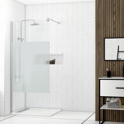 Paroi de douche Parma avec profilé chrome verre dépoli 100x200x0,8 cm AURLANE