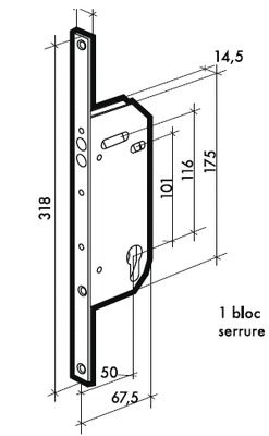 Serrure à encastrer de dépannage axe 50 mm FERCO