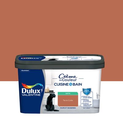 Peinture Crème de Couleur Cuisine et Bain Satin Terre Cuite 2 L