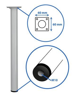 Pied de table basse rond blanc diamètre 30 x 350 mm CIME