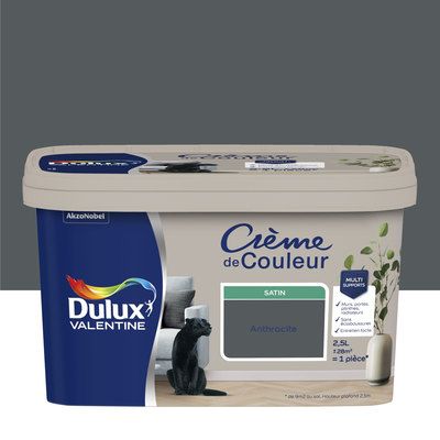 Peinture Crème de Couleur Anthracite satin 2,5 l - DULUX VALENTINE