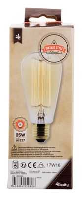 Ampoule Edison filament carbone variable E27 25 W = 220 lumens blanc chaud ELEXITY