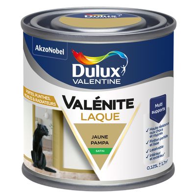 Peinture Boiseries Laque Acrylique ValéniteJaune Pampa Satin 125 ML - DULUX VALENTINE