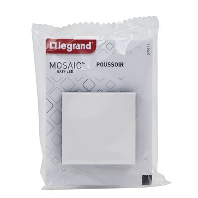 Interrupteur poussoir 2 modules Easy-led finition blanche Mosaic LEGRAND