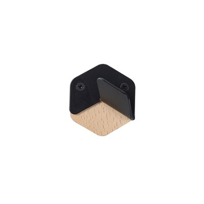 Patère 1 tête hexagonale hêtre brut et noir mat REI