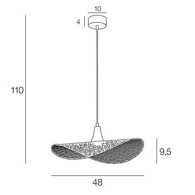 Suspension métal noir E27 15W Ø48 Honu - COREP