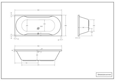 Baignoire Hestia NF acrylique blanche L 1800 x P 800 mm BALNEO