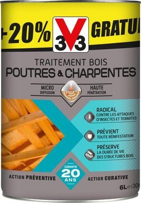 Traitement bois poutres et charpentes 6 L V33