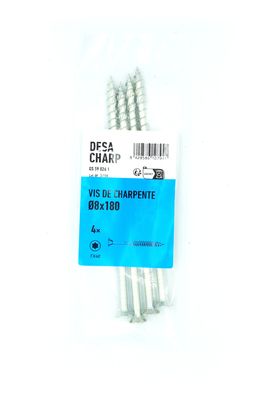 Vis charpente tête fraisée Torx 8 x 180 mm par 4 DESA