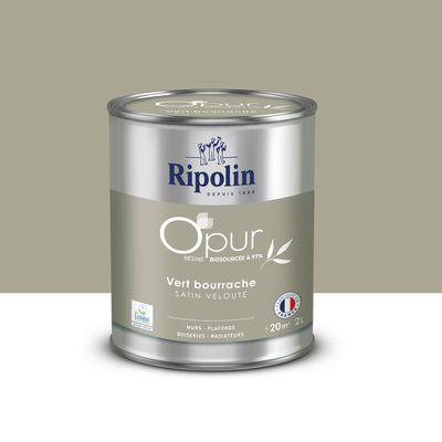 Peinture O'PUR Satin VERT BOURRACHE 2L - RIPOLIN