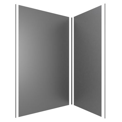 Panneaux muraux de douche aluminium gris 90 + 120 x 210 cm par 2 avec profilés de finition et angle noir mat AURLANE